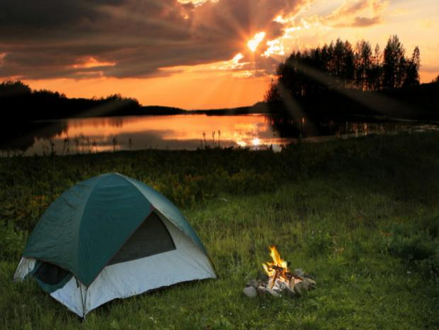 a tent in a field